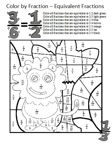 Coloring Fractions Worksheets