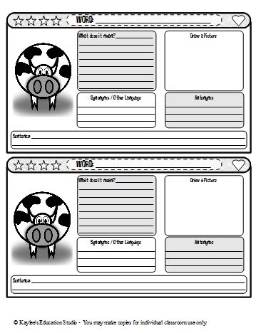 Vocabulary entry template